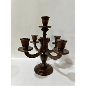 Vintage Candelabra Wooden 5 Candle‎ Holder Wood Witchy Farmhouse Candle Holder